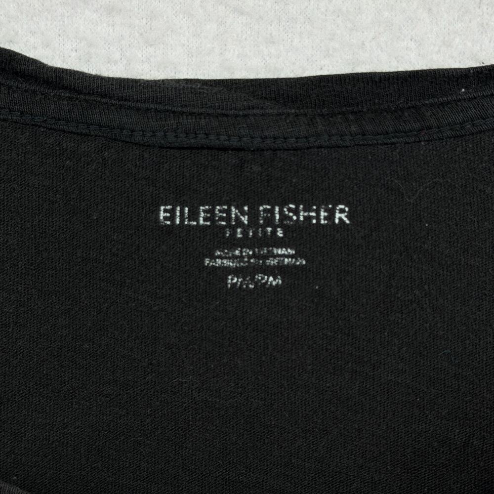 EILEEN FISHER Top PM Slub Organic Cotton Jersey Scoop Neck Long Sleeve Black - Picture 5 of 12
